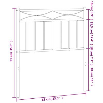 vidaXL sengegavl 80 cm metal sort