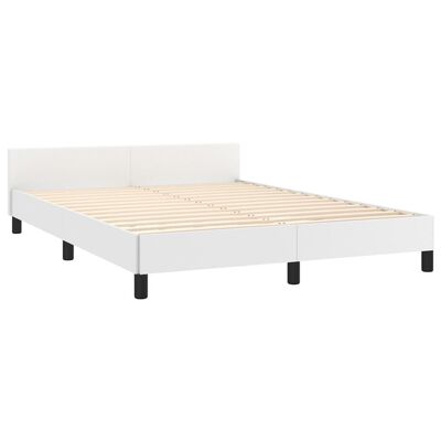 vidaXL sengeramme med sengegavl 140x190 cm kunstlæder hvid