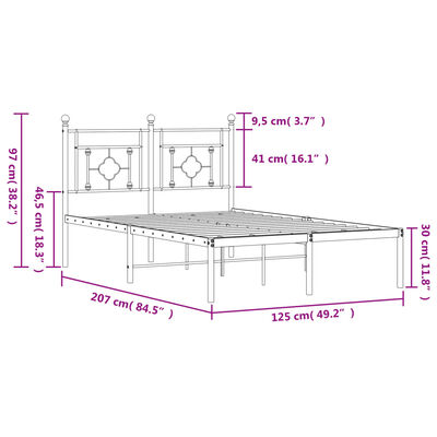 vidaXL sengeramme med sengegavl 120x200 cm metal sort