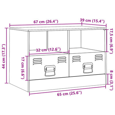 vidaXL tv-bord 67x39x44 cm stål lyserød