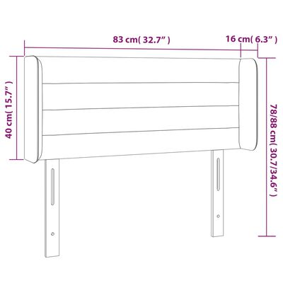 vidaXL sengegavl med LED-lys 83x16x78/88 cm stof lysegrå