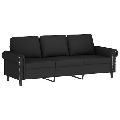 vidaXL 3-personers sofa med pyntepuder 180 cm velour sort