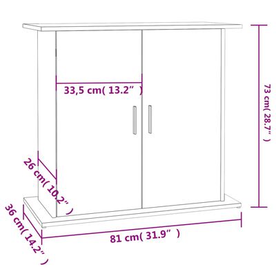 vidaXL akvariebord 81x36x73 cm konstrueret træ betongrå