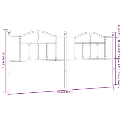 vidaXL sengegavl 200 cm metal hvid