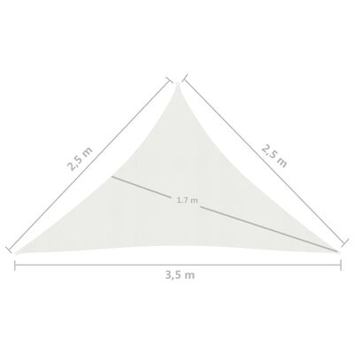 vidaXL solsejl 160 g/m² 2,5x2,5x3,5 m HDPE hvid