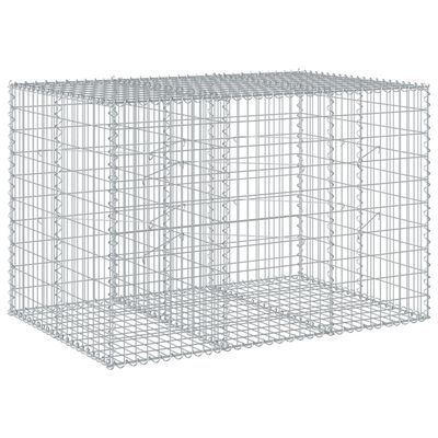 vidaXL gabionkurv med cover 150x100x100 cm galvaniseret jern