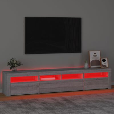 vidaXL tv-skab med LED-lys 210x35x40 cm Grå sonoma-eg