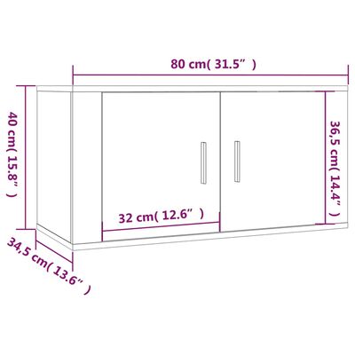 vidaXL væghængt tv-skab 80x34,5x40 cm røget egetræ