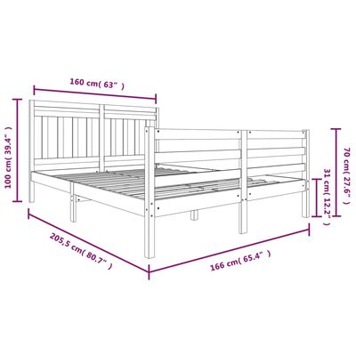 vidaXL sengeramme 160x200 cm massivt træ