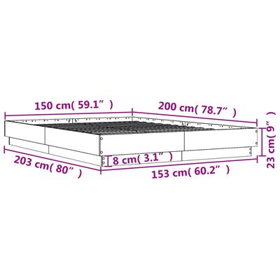 vidaXL sengestel 150x200 cm konstrueret træ grå sonoma-eg