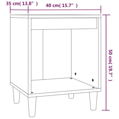 vidaXL sengebord 40x35x50 cm konstrueret træ hvid