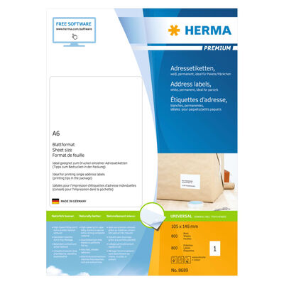 HERMA permanente adresseetiketter A6 105x148 mm 800 ark hvid
