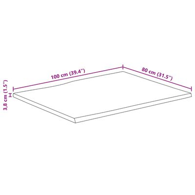 vidaXL bordplade 100x80x3,8 cm naturlig kant massivt mangotræ