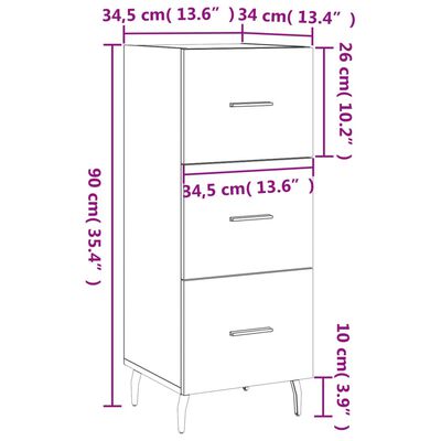 vidaXL skænk 34,5x34x90 cm konstrueret træ hvid højglans