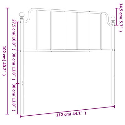 vidaXL sengegavl 107 cm metal hvid