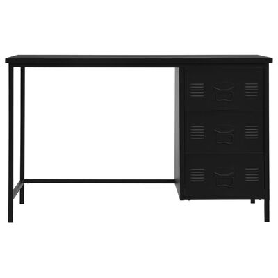 vidaXL skrivebord med skuffer industriel 120 x 55 x 75 cm stål sort