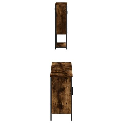 vidaXL møbelsæt til badeværelse 3 dele konstrueret træ røget sonoma-eg