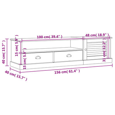 vidaXL tv-bord VIGO 156x40x40 cm massivt fyrretræ