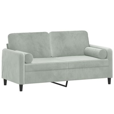 vidaXL 2-personers sofa med pyntepuder 140 cm velour lysegrå