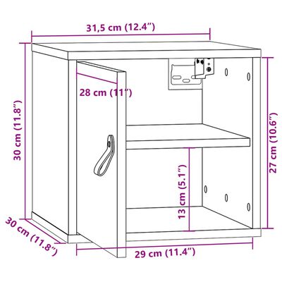 vidaXL vægskabe 2 stk. 31,5x30x30 cm massivt fyrretræ hvid