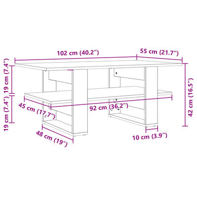 vidaXL sofabord 102x55x42 cm konstrueret træ sonoma-eg