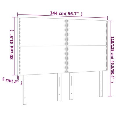 vidaXL sengegavl med LED-lys 144x5x118/128 cm kunstlæder cappuccino