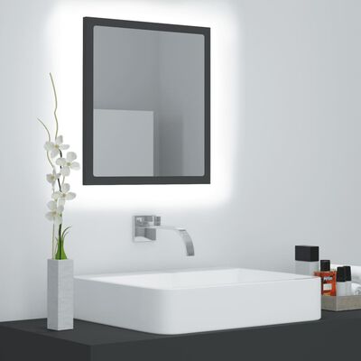 vidaXL badeværelsesspejl med LED-lys 40x8,5x37 cm akryl grå