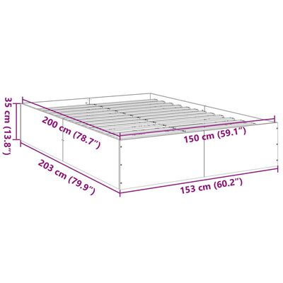 vidaXL sengestel 150x200 cm konstrueret træ brun eg