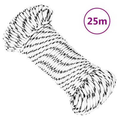 vidaXL flettet tovværk 5 mm x 25 m polyester hvid