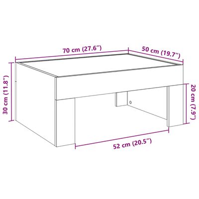 vidaXL sofabord med Infinity LED-lys 70x50x30 cm sonoma-eg