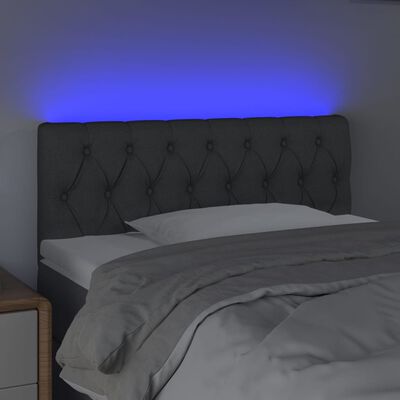 vidaXL sengegavl med LED-lys 100x7x78/88 cm stof mørkegrå