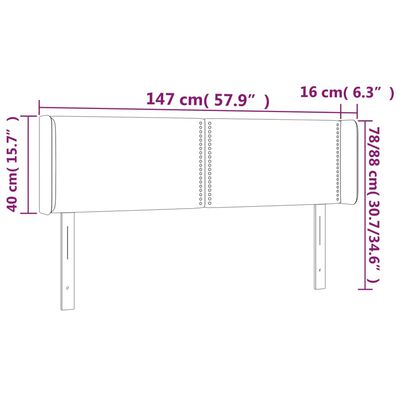 vidaXL sengegavl med kanter 147x16x78/88 cm stof mørkegrå