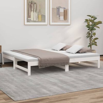 vidaXL daybed med udtræk 2x(75x190) cm massivt fyrretræ hvid