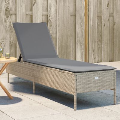 vidaXL liggestol med hynde polyrattan beige