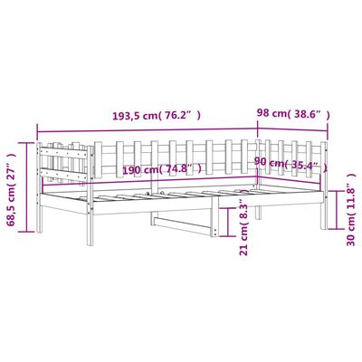 vidaXL daybed uden madras 90x190 cm massivt fyrretræ hvid