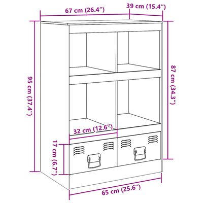 vidaXL skab 67x39x95 cm stål antracitgrå