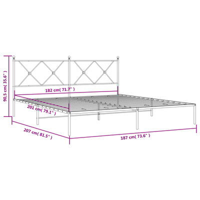 vidaXL sengeramme med sengegavl 180x200 cm metal hvid