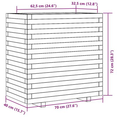 vidaXL plantekasse 70x40x72 cm imprægneret fyrretræ