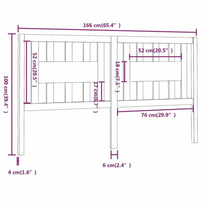 vidaXL sengegærde 166x4x100 cm massivt fyrretræ gyldenbrun