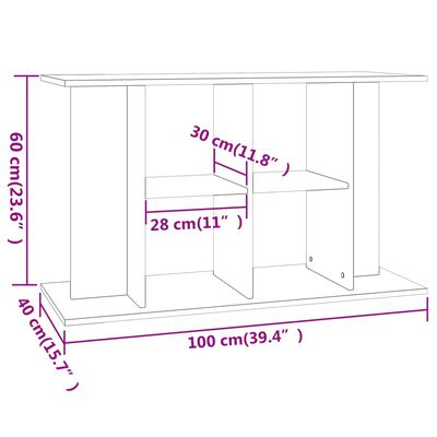 vidaXL akvariebord 100x40x60 cm konstrueret træ sort