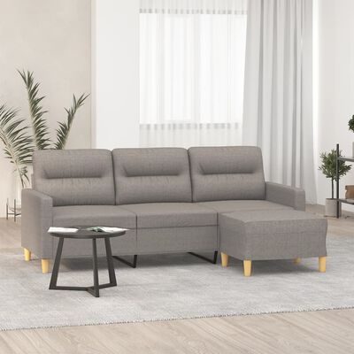 vidaXL 3-personers sofa med fodskammel 180 cm stof Gråbrun