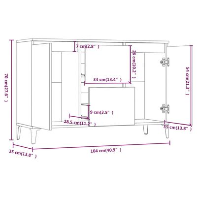 vidaXL skænk 104x35x70 cm konstrueret træ grå sonoma-eg