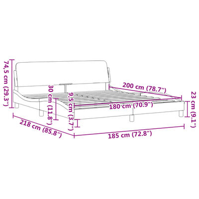 vidaXL sengeramme med sengegavl 180x200 cm kunstlæder sort og hvid