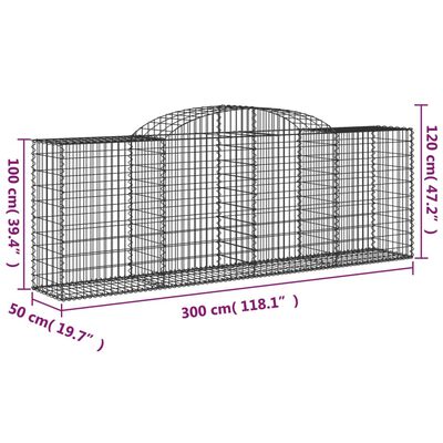 vidaXL buede gabionkurve 4 stk. 300x50x100/120 cm galvaniseret jern