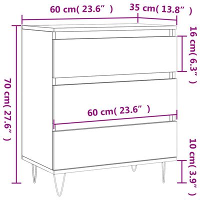 vidaXL skænk 60x35x70 cm konstrueret træ grå sonoma-eg