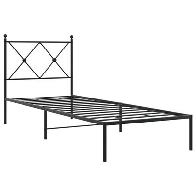 vidaXL sengeramme med sengegavl 75x190 cm metal sort