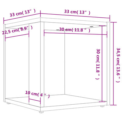 vidaXL sidebord 33x33x34,5 cm konstrueret træ betongrå