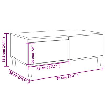 vidaXL sofabord 90x50x36,5 cm konstrueret træ hvid højglans