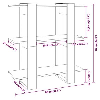 vidaXL bogskab/rumdeler 80x30x87 cm hvid højglans