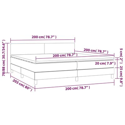 vidaXL kontinentalseng med LED-lys 200x200 cm kunstlæder grå